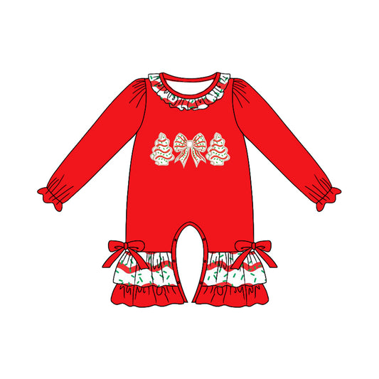 LR2294 Baby Girls Christmas Tree Cake Long Sleeve Romper Preorder
