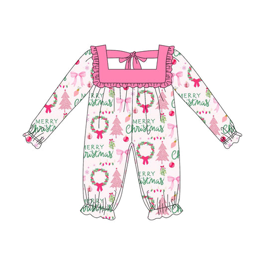 LR2297 Baby Girls Merry Christmas Long Sleeve Romper Preorder