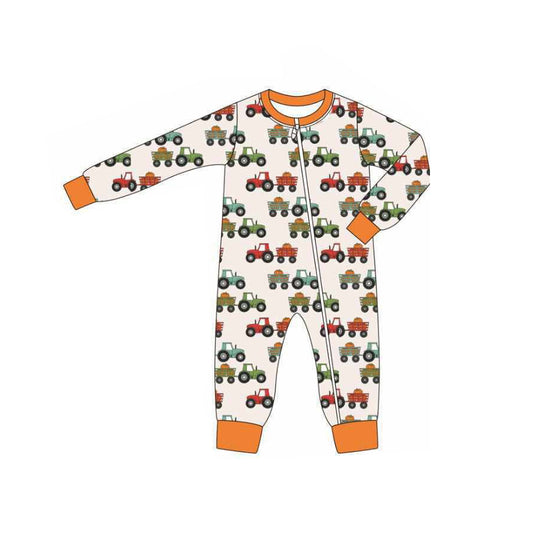 LR2304 Baby Boys Pumpkin Truck Romper Preorder
