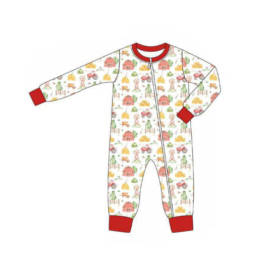 LR2306 Baby Boys  Farm Long Sleeve Romper Preorder
