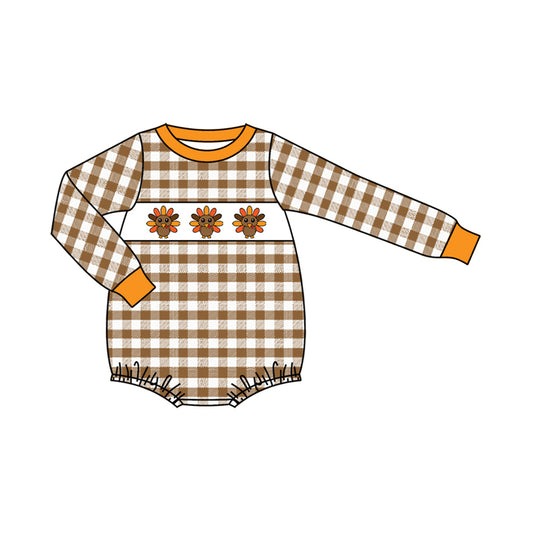 LR2456 Baby Boys Thankgiving Turkey Long Sleeve Bubble Romper Preorder