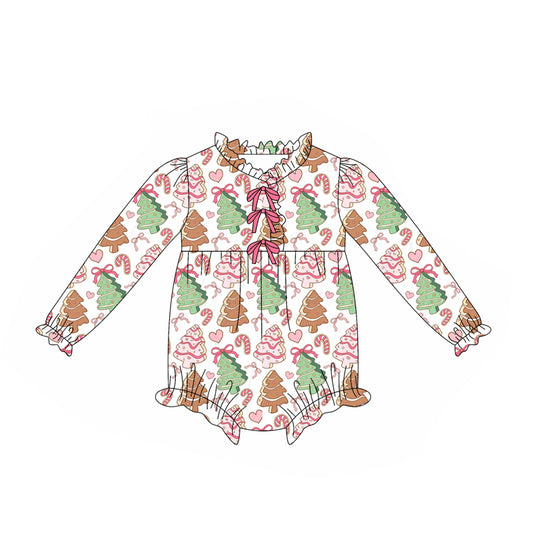 LR2483 Baby Girls Christmas Tree Long Sleeve Romper Preorder