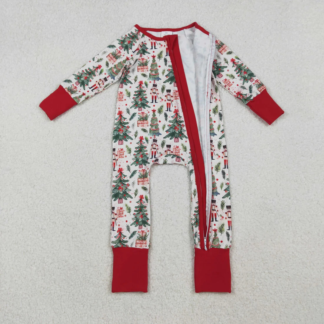 Sibling Baby Girls Long Sleeve Christmas Two Way Zip Convertible Rompers