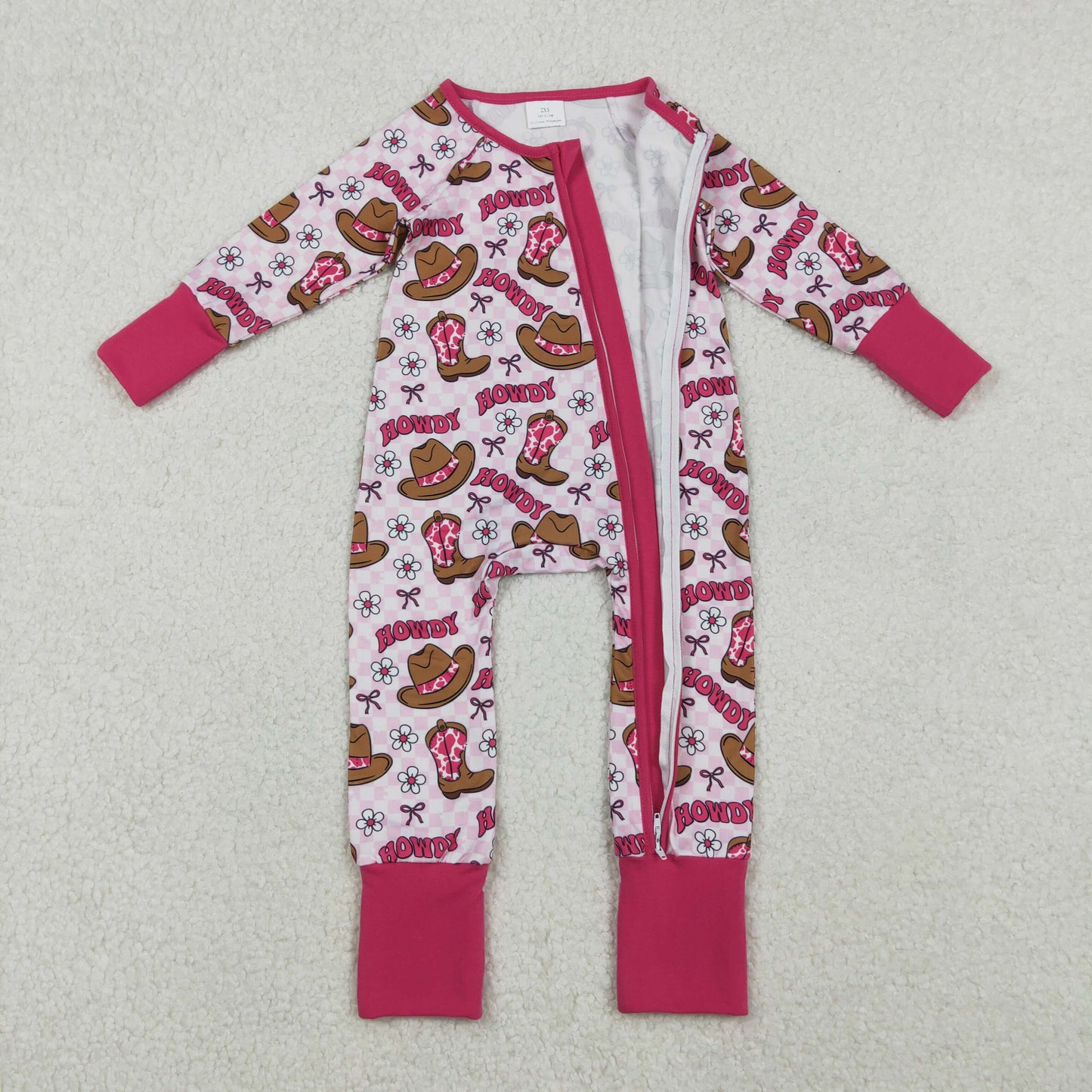 SIbling Girls Boys Western Howdy Pajama Set and Zipper Romper