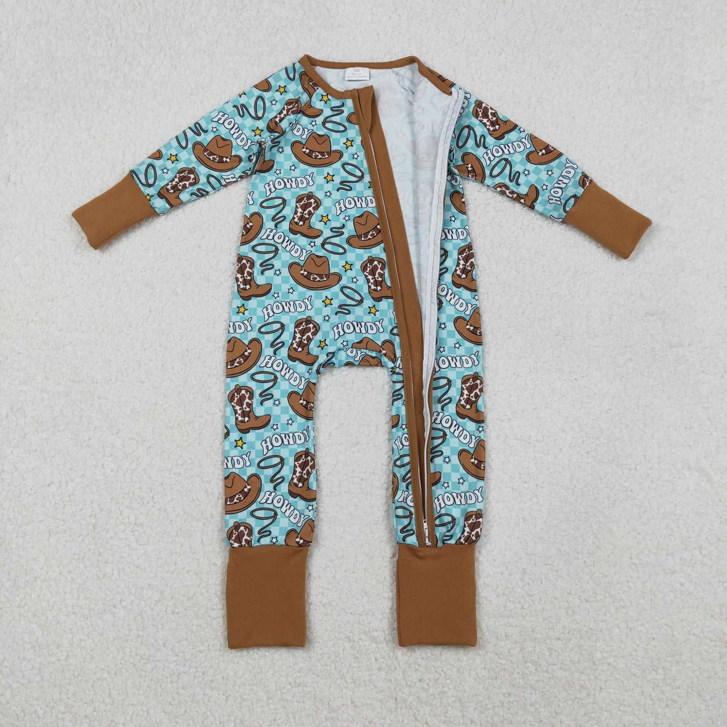 SIbling Girls Boys Western Howdy Pajama Set and Zipper Romper