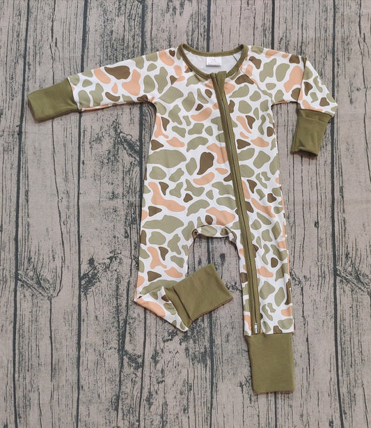 LR2578 Baby Boys Camo Long Sleeve Zip Romper Preorder
