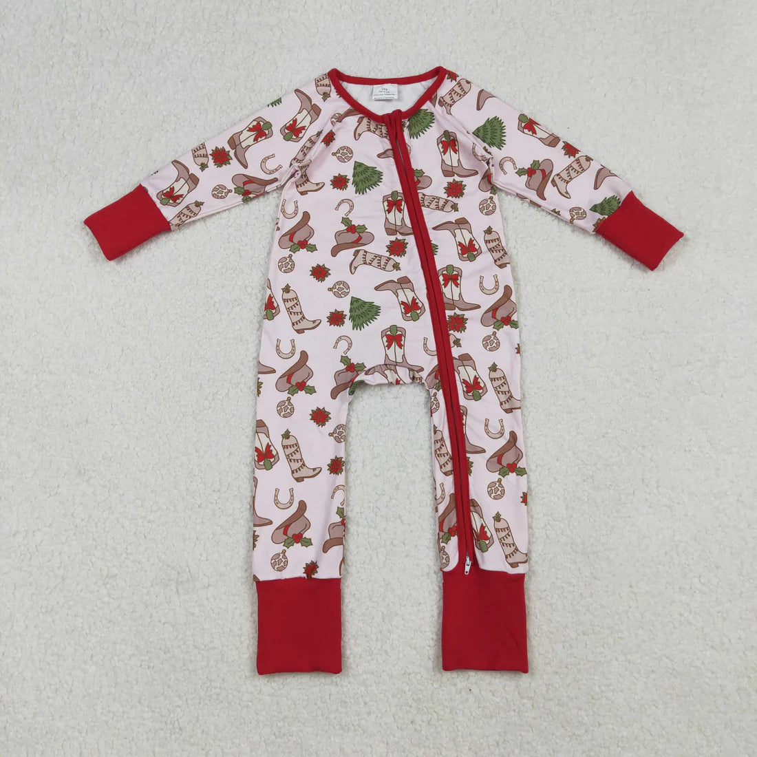 Sibling Baby Girls Long Sleeve Christmas Two Way Zip Convertible Rompers