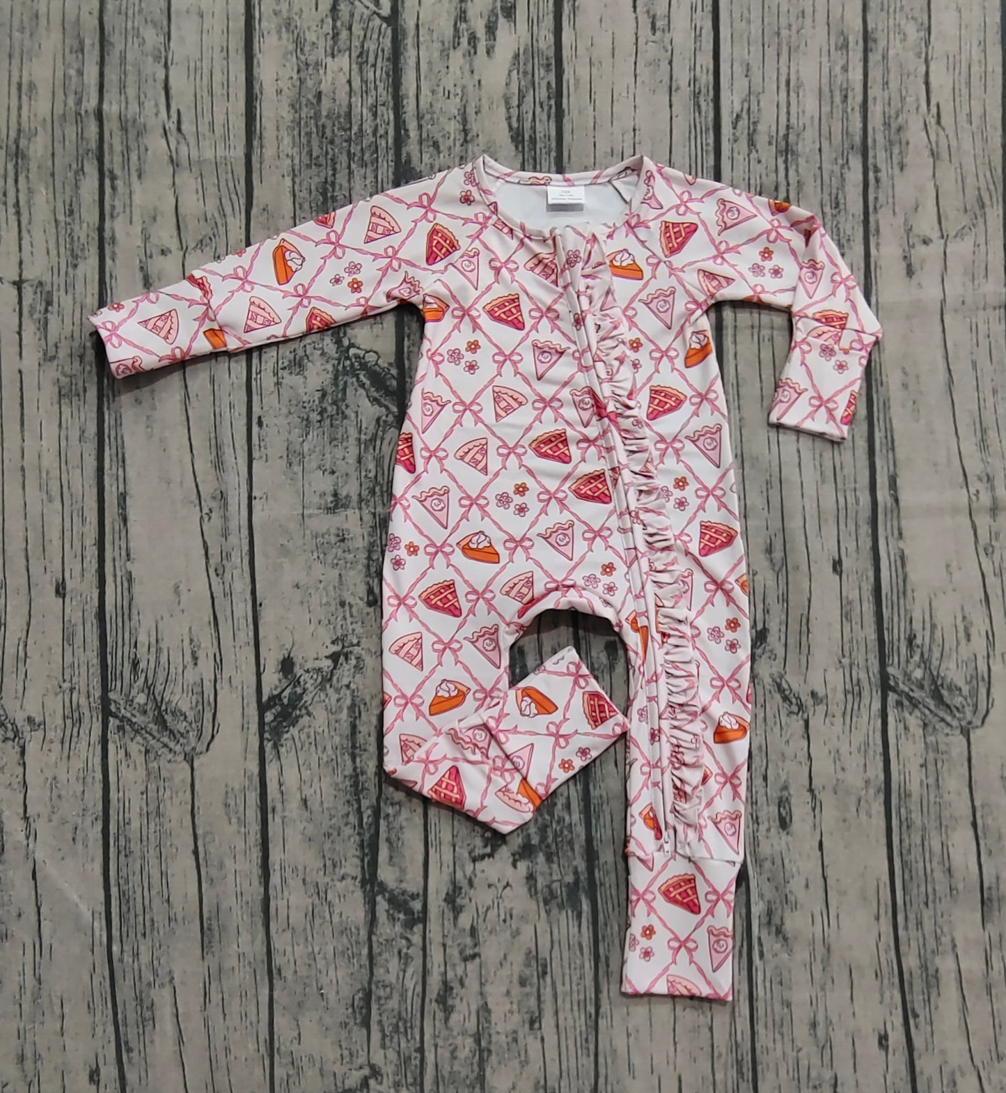 LR2594 Baby Girls Thanksgiving Pie Zippy Romper Preorder