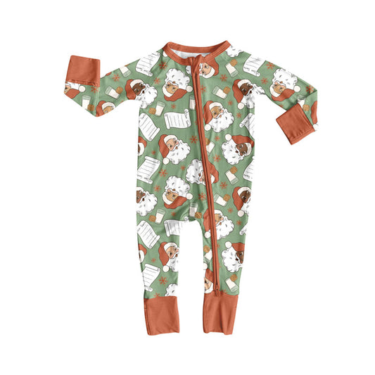 LR2601 Baby Boys Christmas Santa Long Sleeve Footed Romper With Zippy Preorder