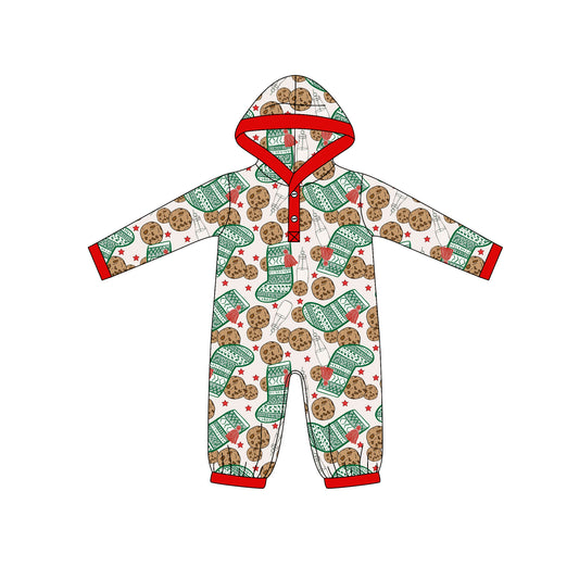 LR2613 Baby Boys Christmas Cookie Hoodie Romper Preorder