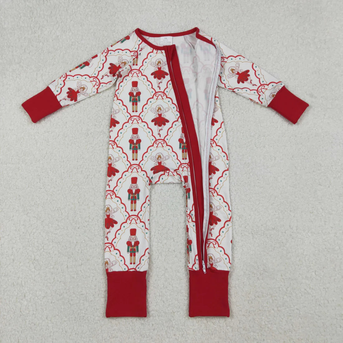Sibling Baby Girls Long Sleeve Christmas Two Way Zip Convertible Rompers