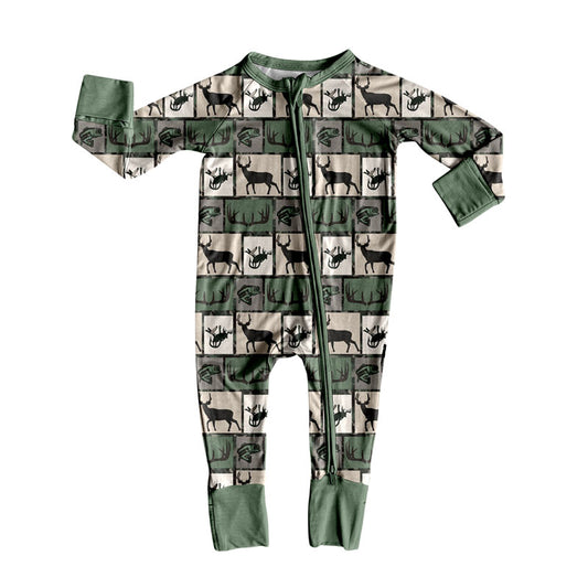LR2645 Baby Boys Hunting Deer Long Sleeve Romper Preorder