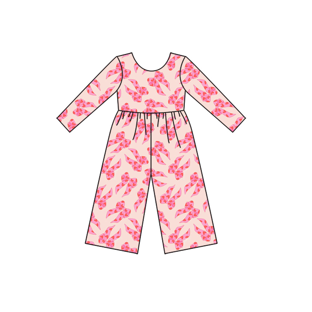 LR2709 Baby Girls Valentine's Day Hot Pink Long Sleeve Jumpsuit Preorder