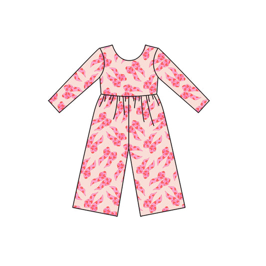 LR2709 Baby Girls Valentine's Day Hot Pink Long Sleeve Jumpsuit Preorder