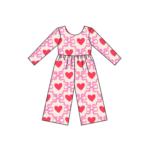 LR2710 Baby Girls Valentine's Day Heart   Long Sleeve Jumpsuit Preorder
