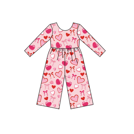 LR2712 Baby Girls Valentine's Day  Pink Heart Long Sleeve Jumpsuit Preorder
