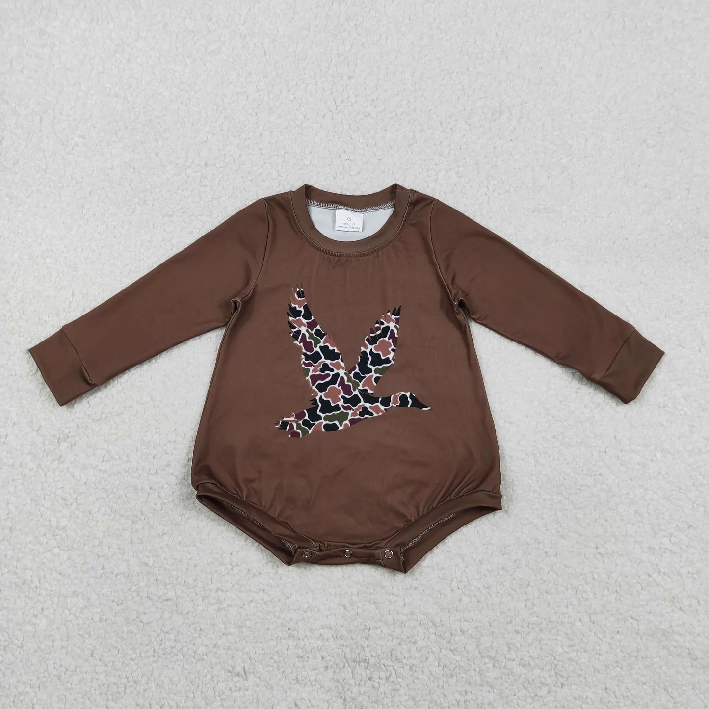 Sibling Baby Girls & Boys Camo Bow Duck Long Sleeve Romper