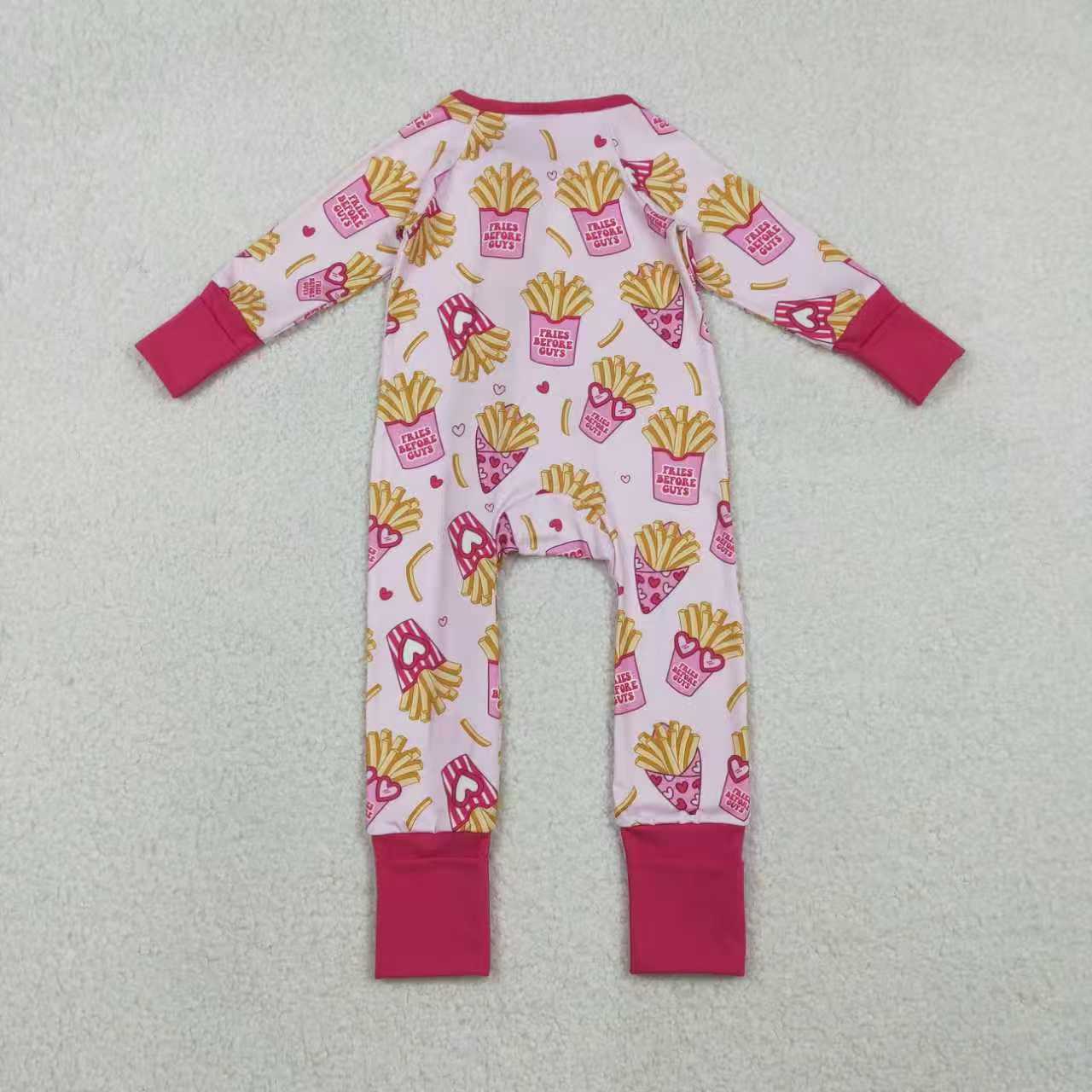 Sibling  Baby Girls Fries Before Cuys Pajama set/Zipper Romper