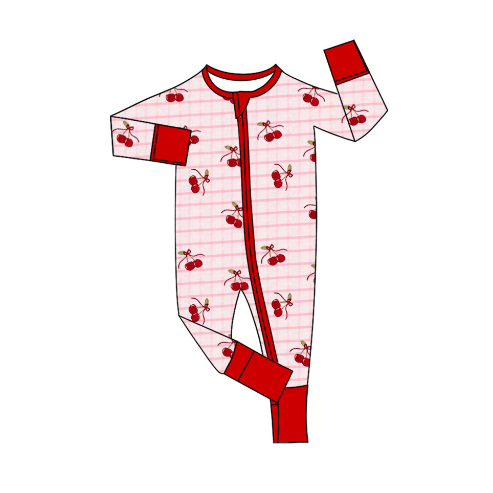 LR2844 Baby Girls Cherry Long Sleeve Romper Preorder