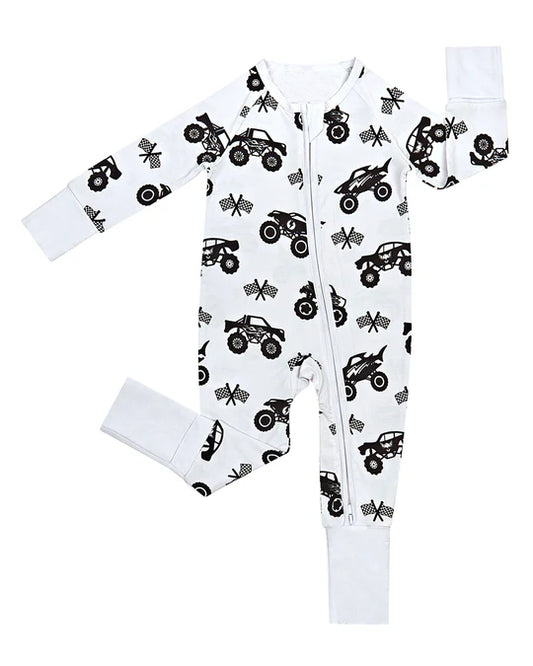 LR2856  Baby boys motorcycle race long sleeve romper preorder