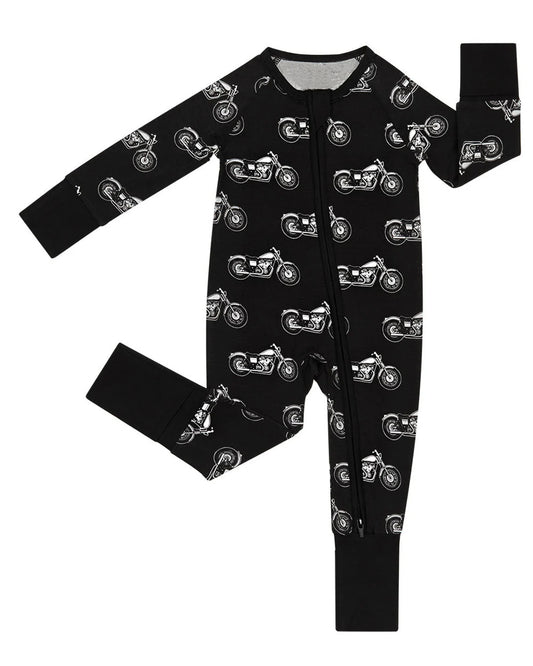 LR2857 Baby boys motorcycle race black long sleeve romper preorder