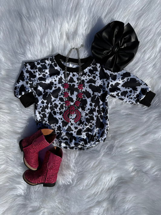 LR2875 Baby Girls Cow Long Sleeve Romper Preorder