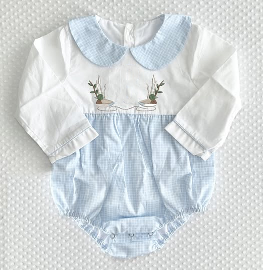 LR2877 Baby Girls  Mallard Duck Long Sleeve Romper Preorder