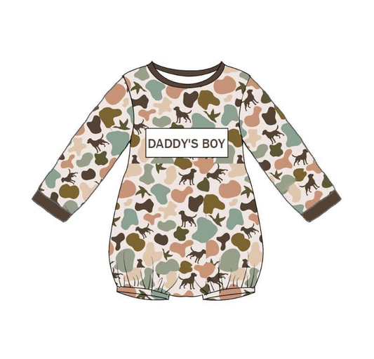LR2894 Daddy's Boy Camo Long Sleeve Romper Preorder