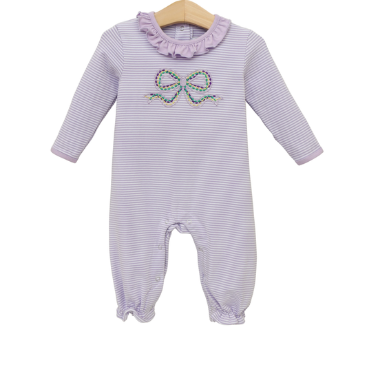 LR2980 Baby Girls Bow Violet Romper Preorder