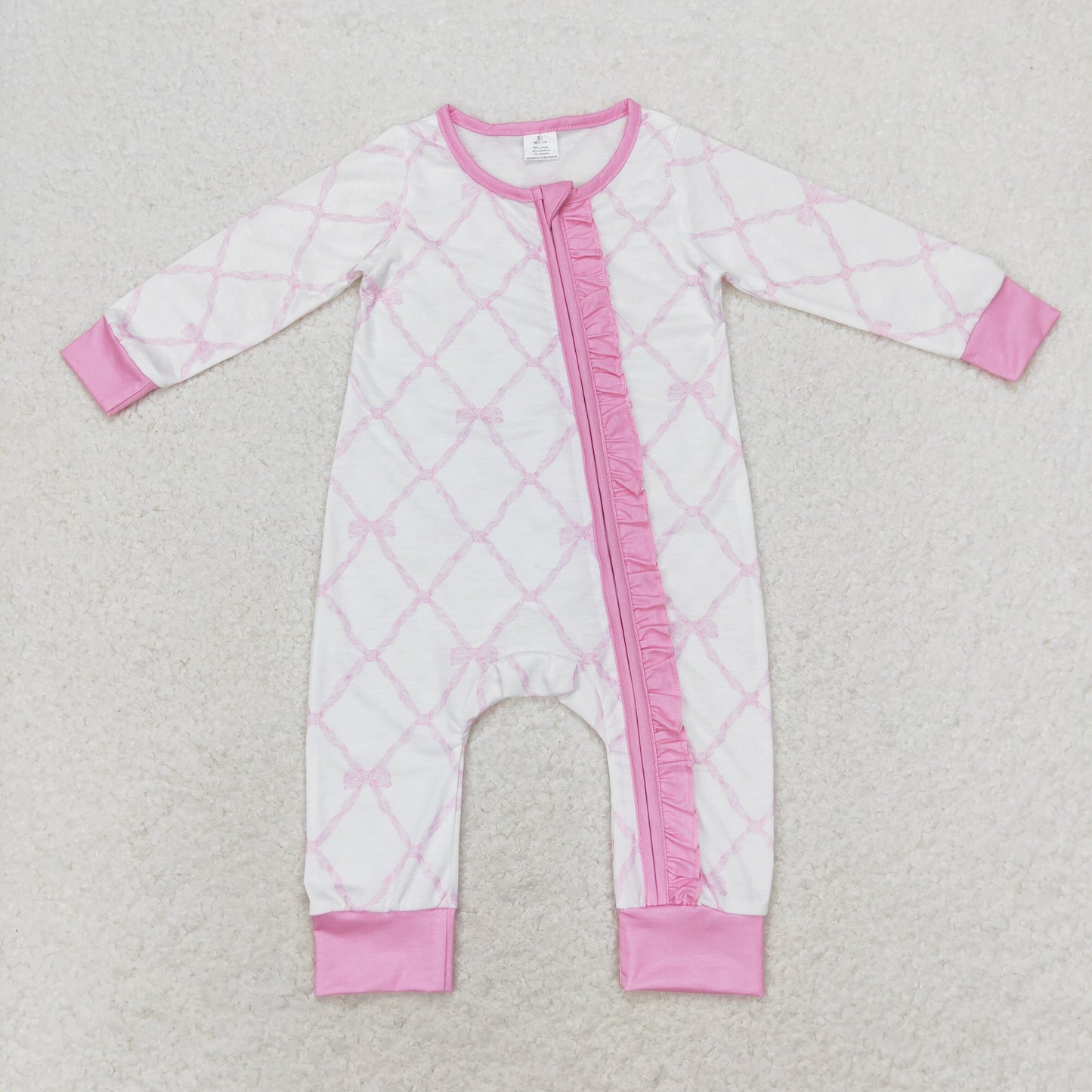 Baby Girls Bamboo Pink Bows Sibling Rompers Bamboo Pajamas Clothes Sets