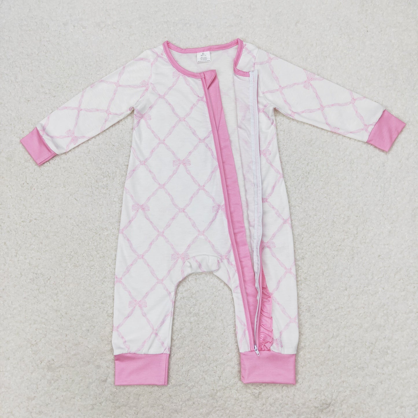 Baby Girls Bamboo Pink Bows Sibling Rompers Bamboo Pajamas Clothes Sets