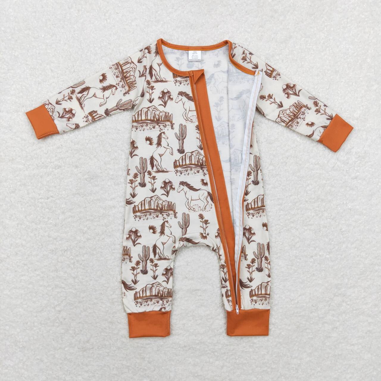 Newborn Baby Boys Western Horse Bamboo Romper