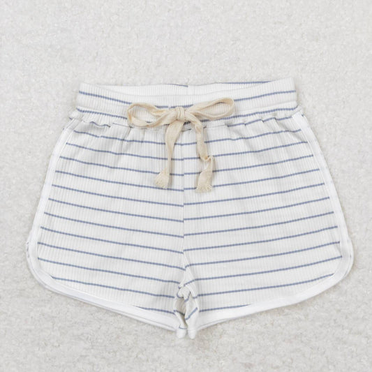 Kids Girls White Color Striped Cotton Shorts