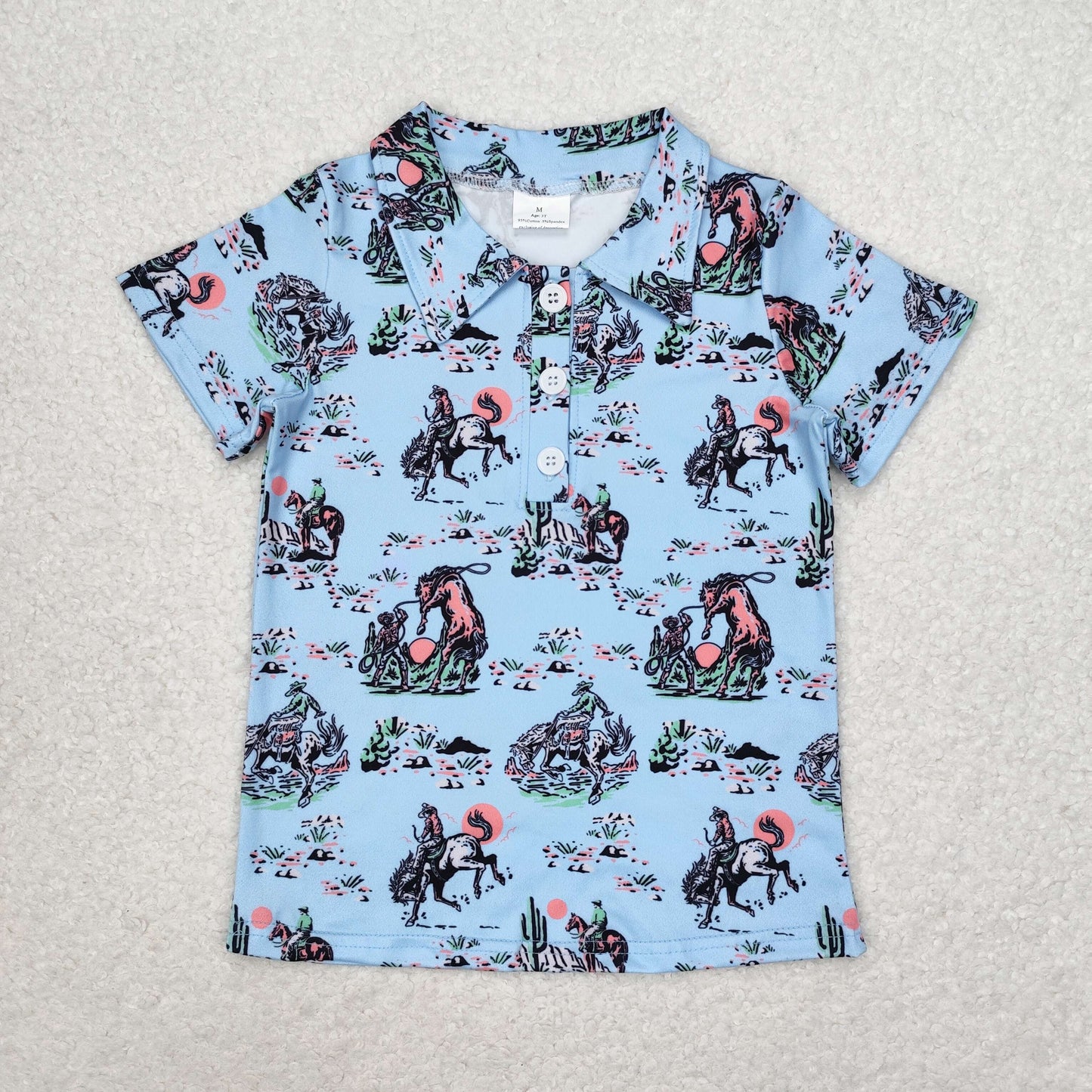 Summer Baby Boys Rodeo Short Sleeve Polo Shirt Top