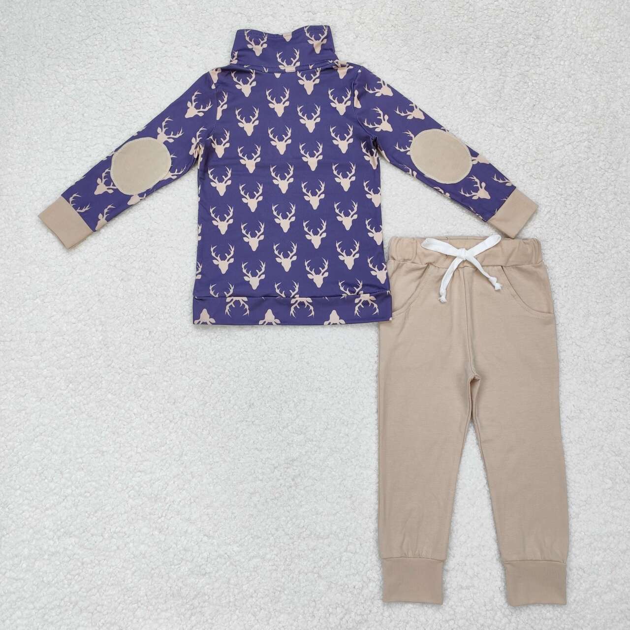 BLP0494 Baby Boys Deer Pullover Top   Pants Set