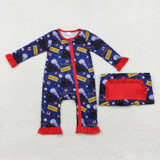 Newborn Baby Girls Polar Express Bamboo Romper