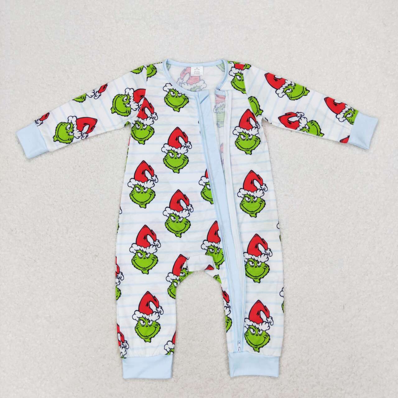 Baby Boys Christmas Green Face Bamboo Romper