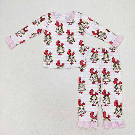 Baby Girls Christmas Pink Carton Pajama Set Bamboo