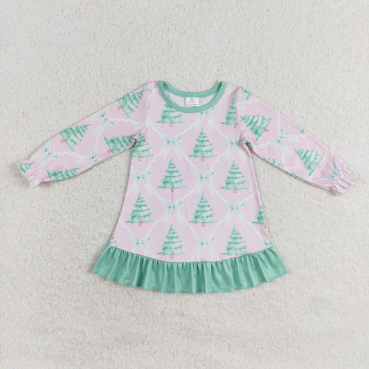 Kids  Girls christmas tree long sleeve dress