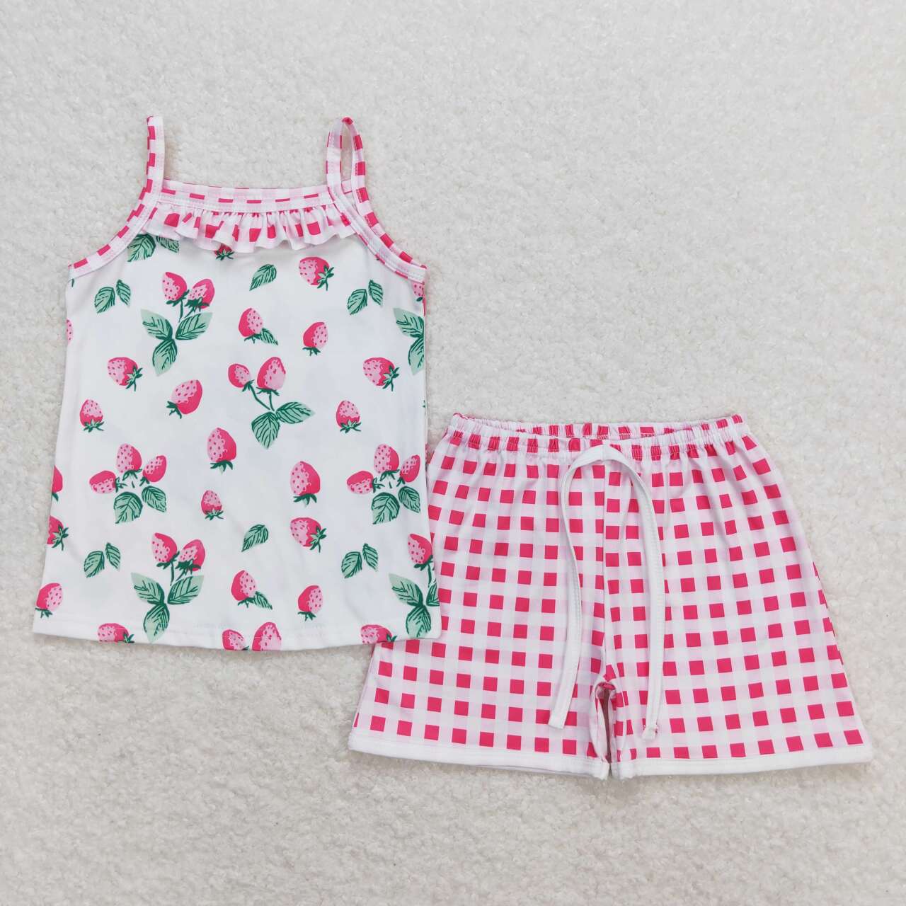 Summer Baby Girls Strawberry Shorts Set