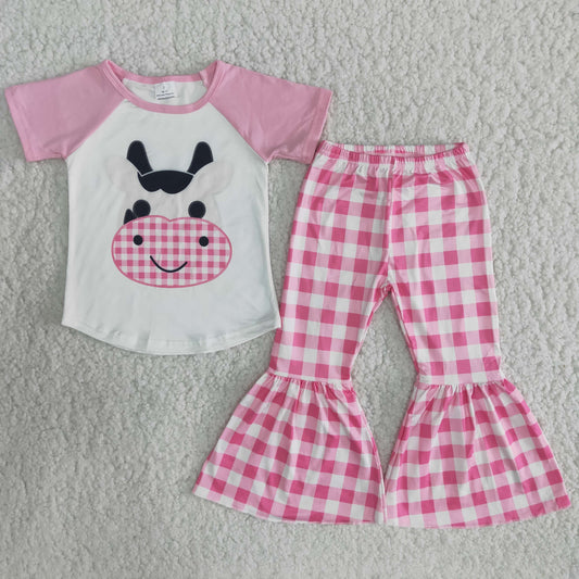 Baby Girls Cute Pink Cow Outfit