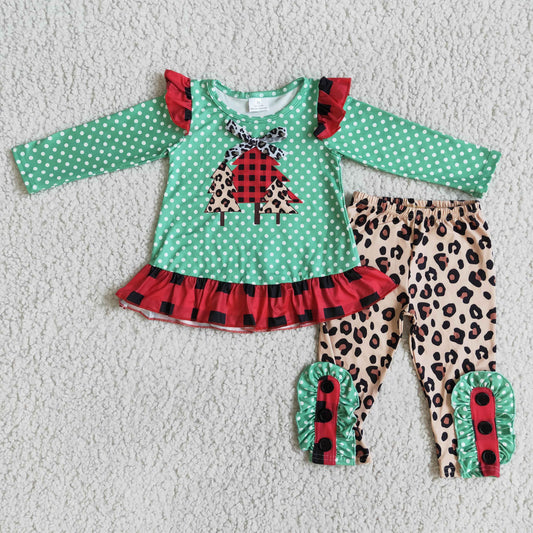 Girls Christmas Tree Leopard Set $2.99