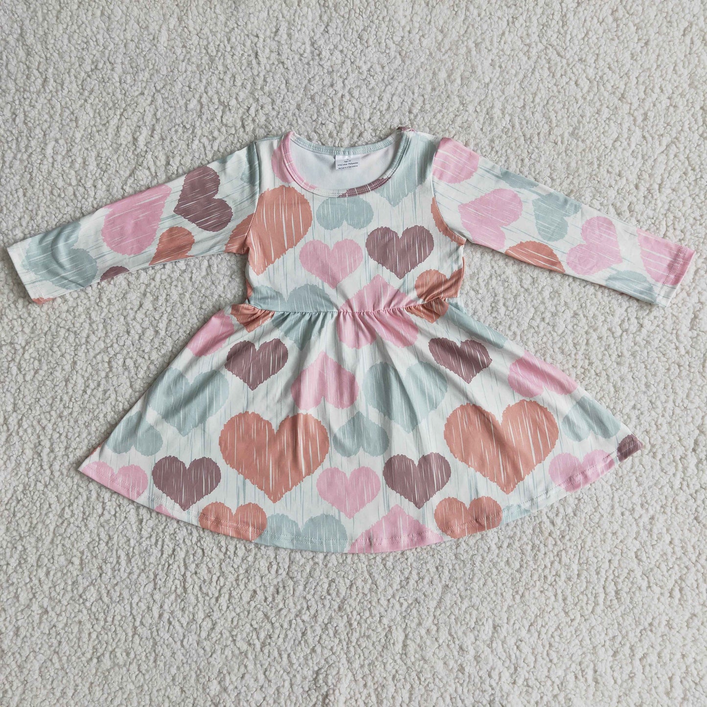 Girls Long Sleeve Heart Dress