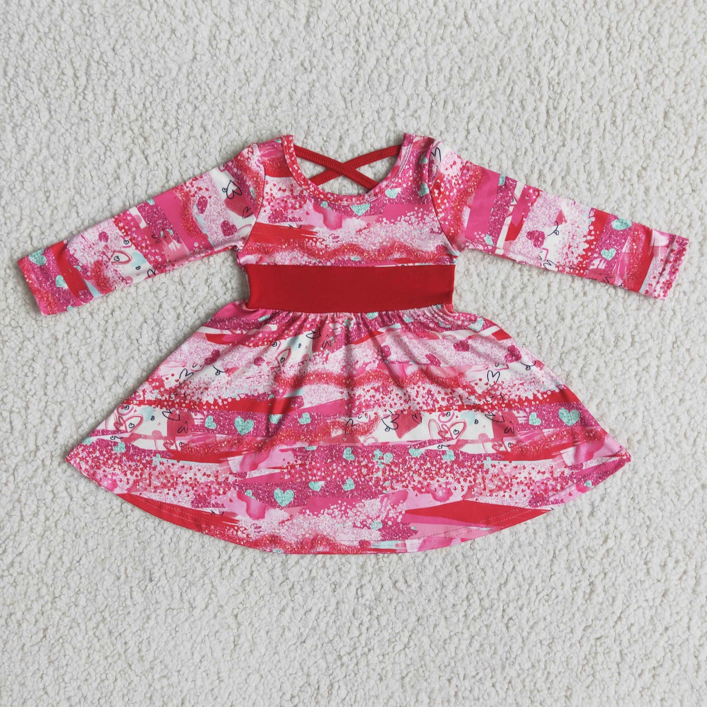 Valentine's Day Long Sleeve Twirl Dress