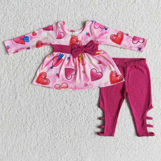 Valentine's Day Heart Tunic Top Leggings Set