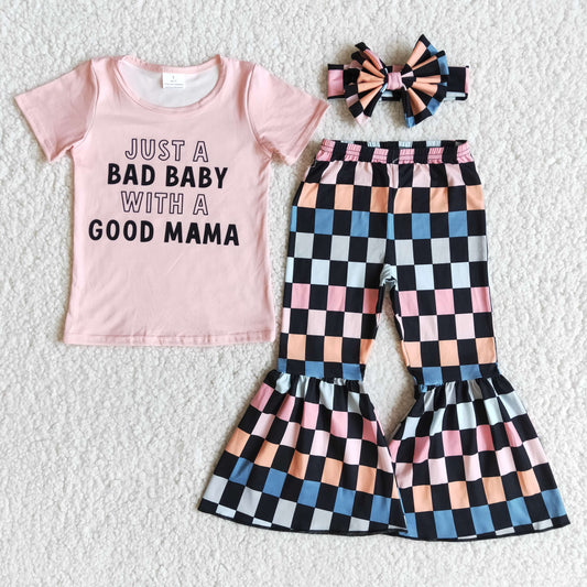 Just A Bad Baby With Good Mama Set+headband