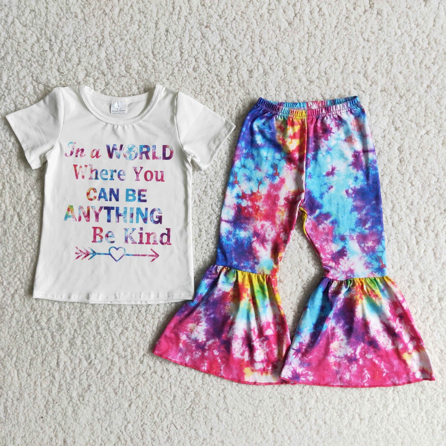 Short Sleeve Top With Tie Dye Pants Set