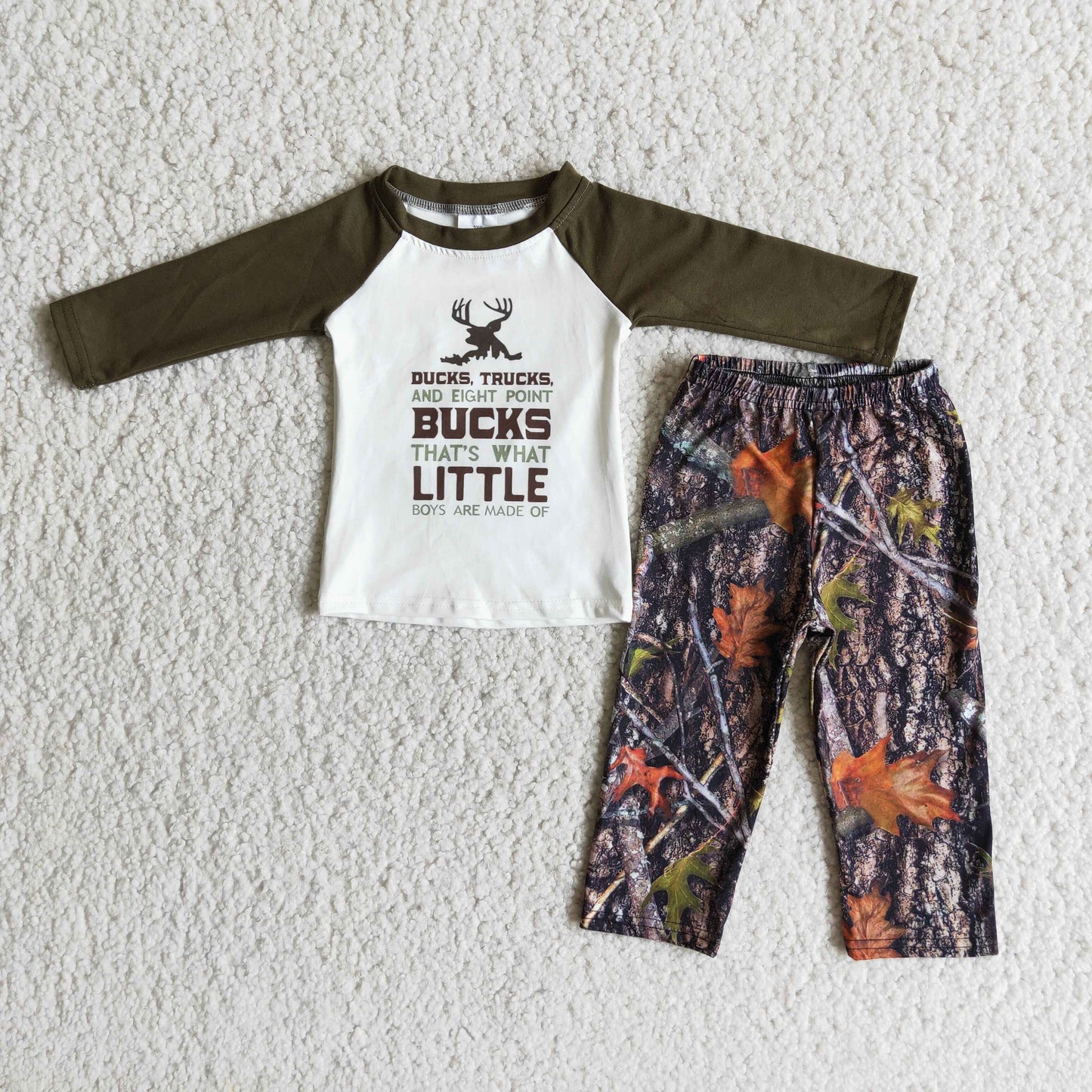 Boys Long Sleeve Top Camo Pants Set