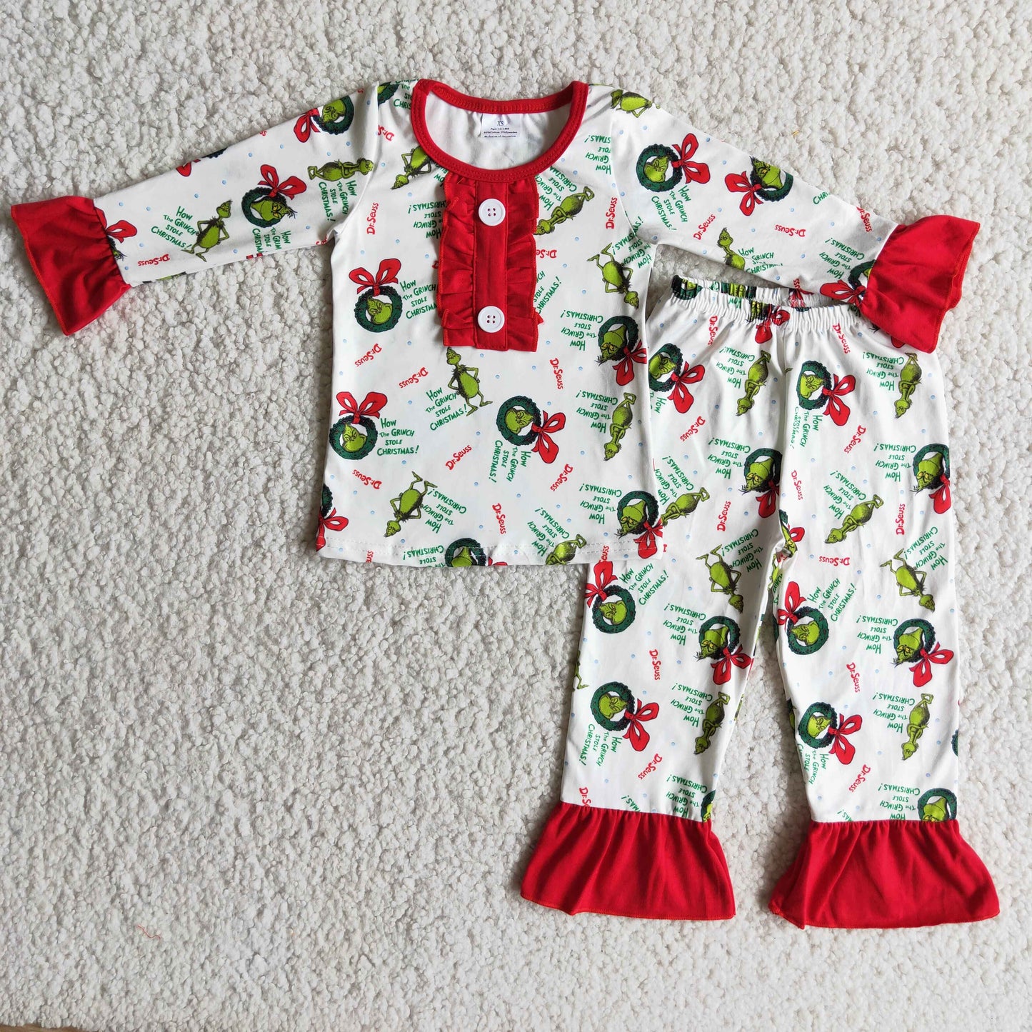 Christmas Red Ruffle Pajamas Set