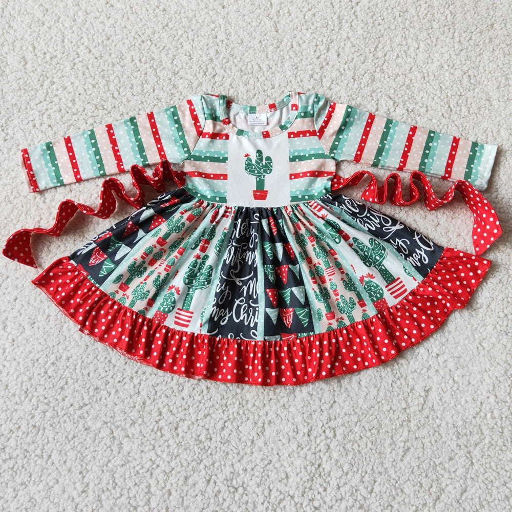 Christmas Cactus Twirl Dress With Belt On Sale